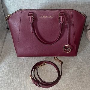 Michael Kors Ciara Merlot Leather Satchel